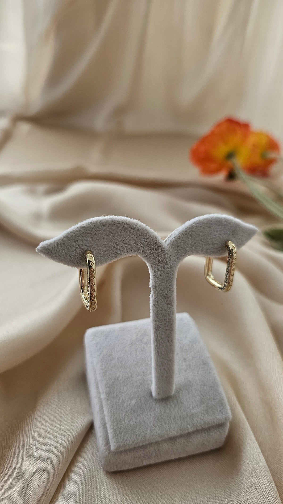Deco Engraved Rectangle Hoops