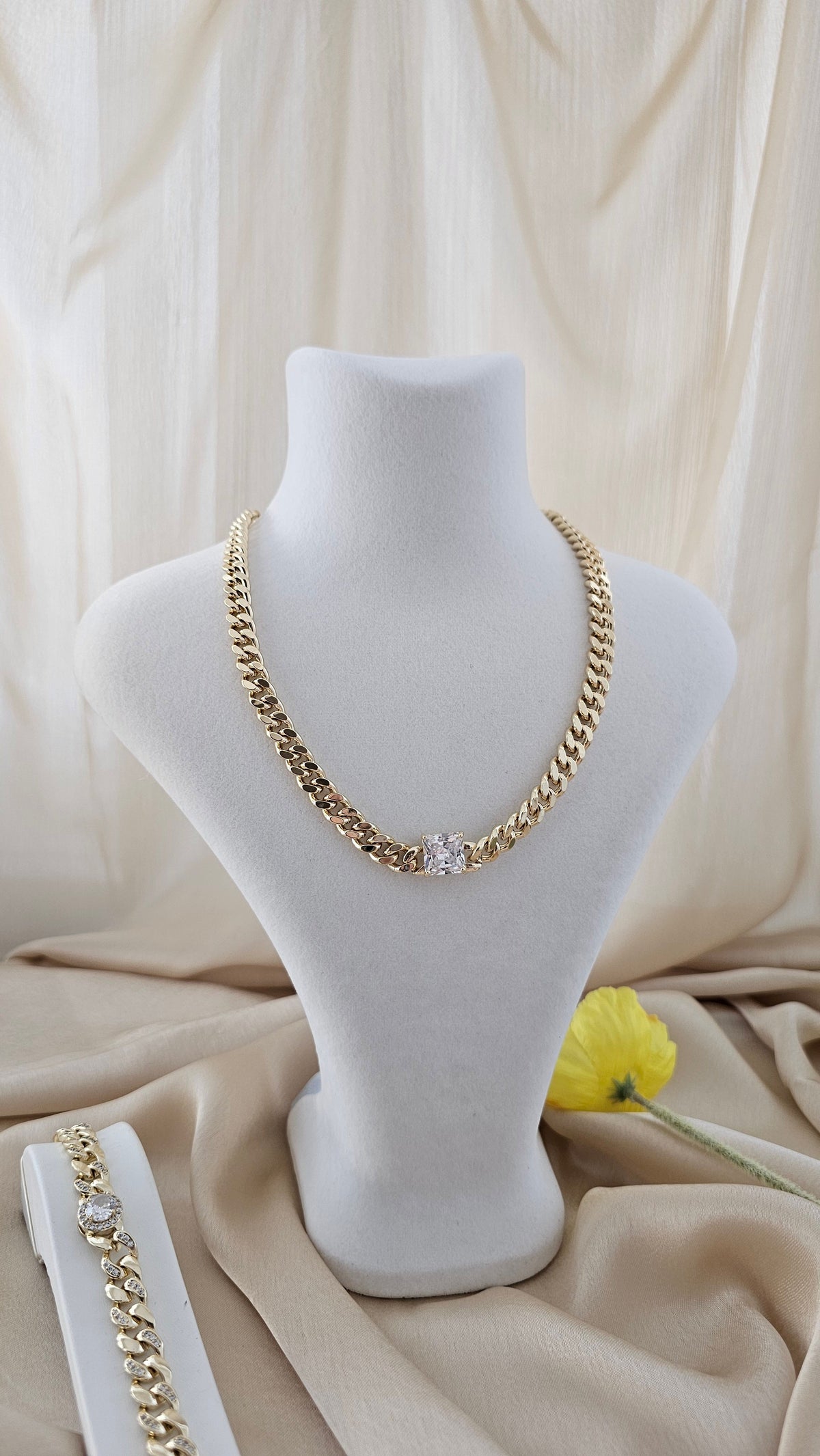 Monaco Solitaire Cuban Chain Necklace