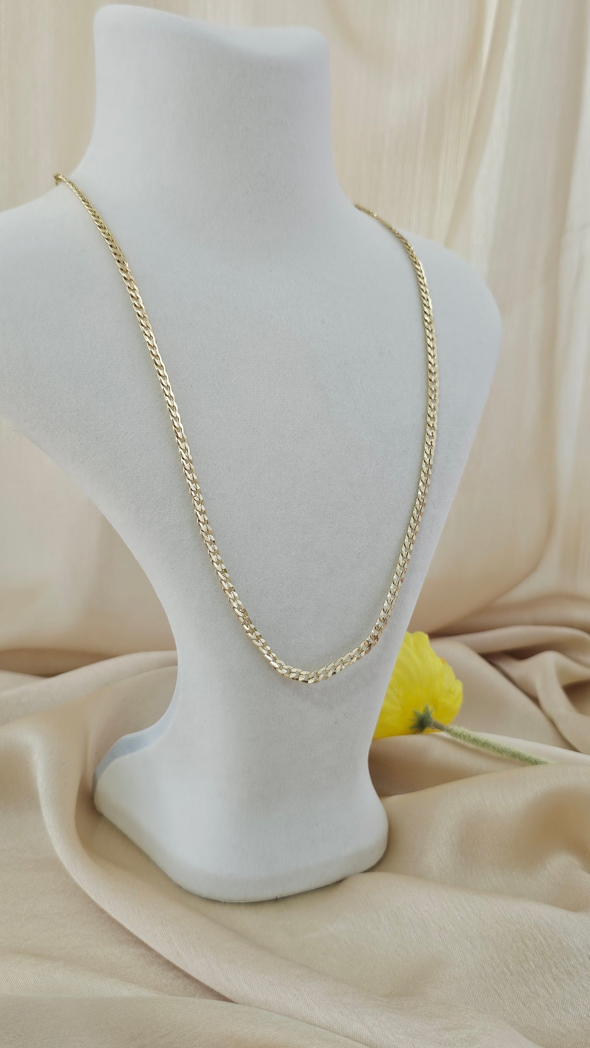 Classic Gold-Toned Flat Curb Chain Necklace
